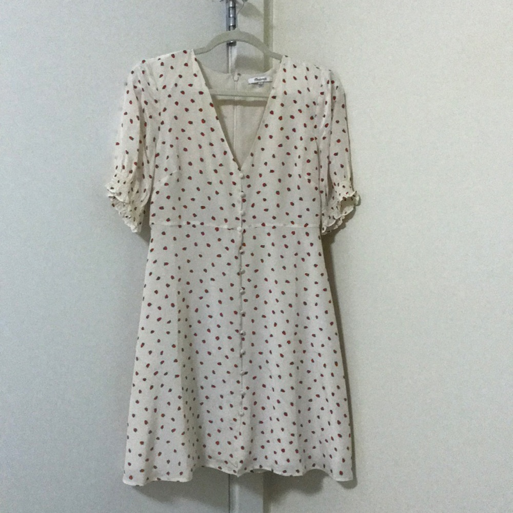 Madewell silk strawberry print dress!